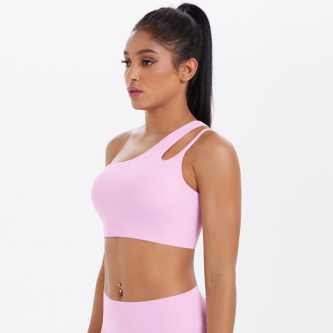 One-Shoulder Back-Cut Sports Bra