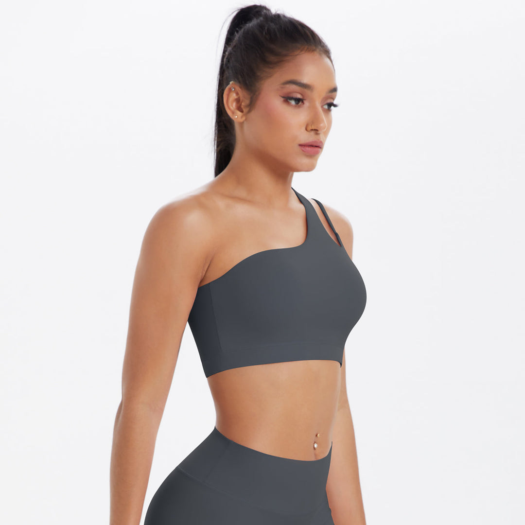 One-Shoulder Back-Cut Sports Bra