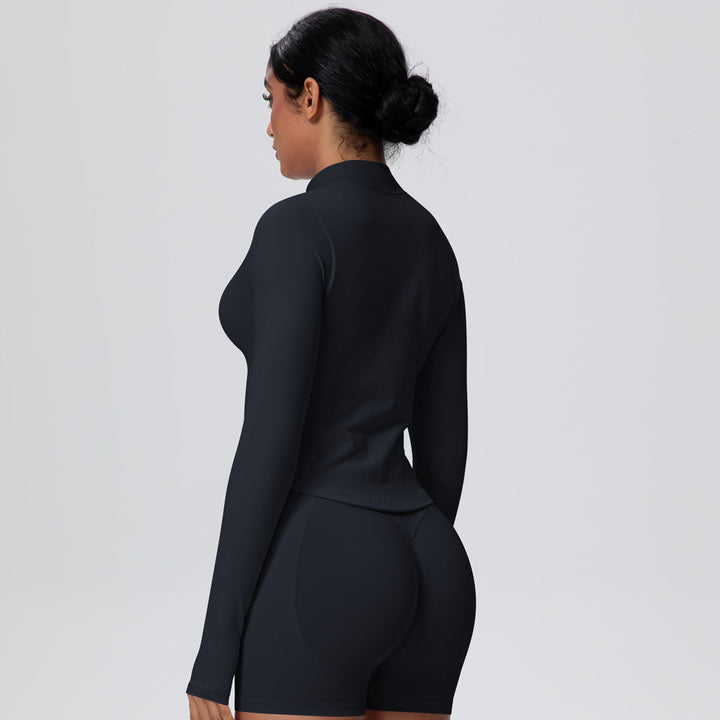 High-Stretch Zip-Up Jacket with Thumbholes