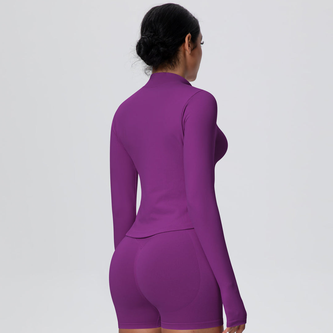 High-Stretch Zip-Up Jacket with Thumbholes