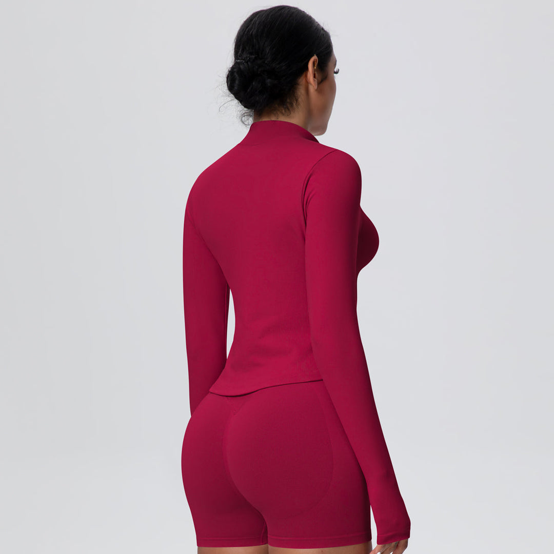 High-Stretch Zip-Up Jacket with Thumbholes