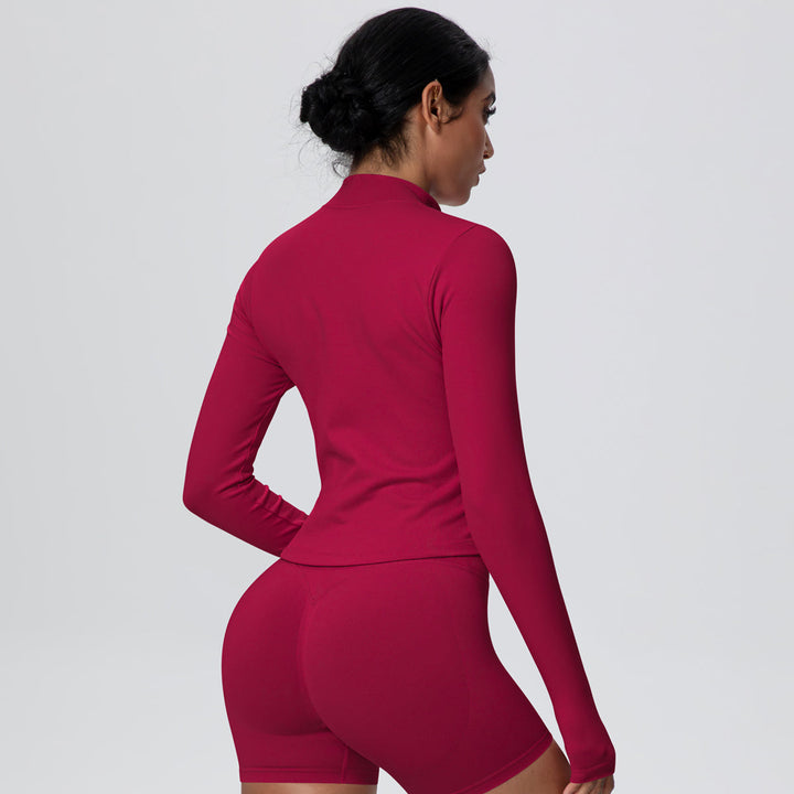 High-Stretch Zip-Up Jacket with Thumbholes