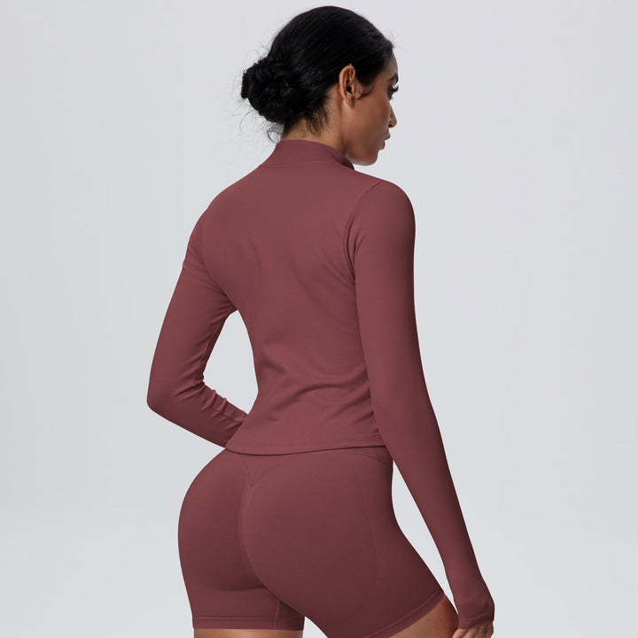 High-Stretch Zip-Up Jacket with Thumbholes