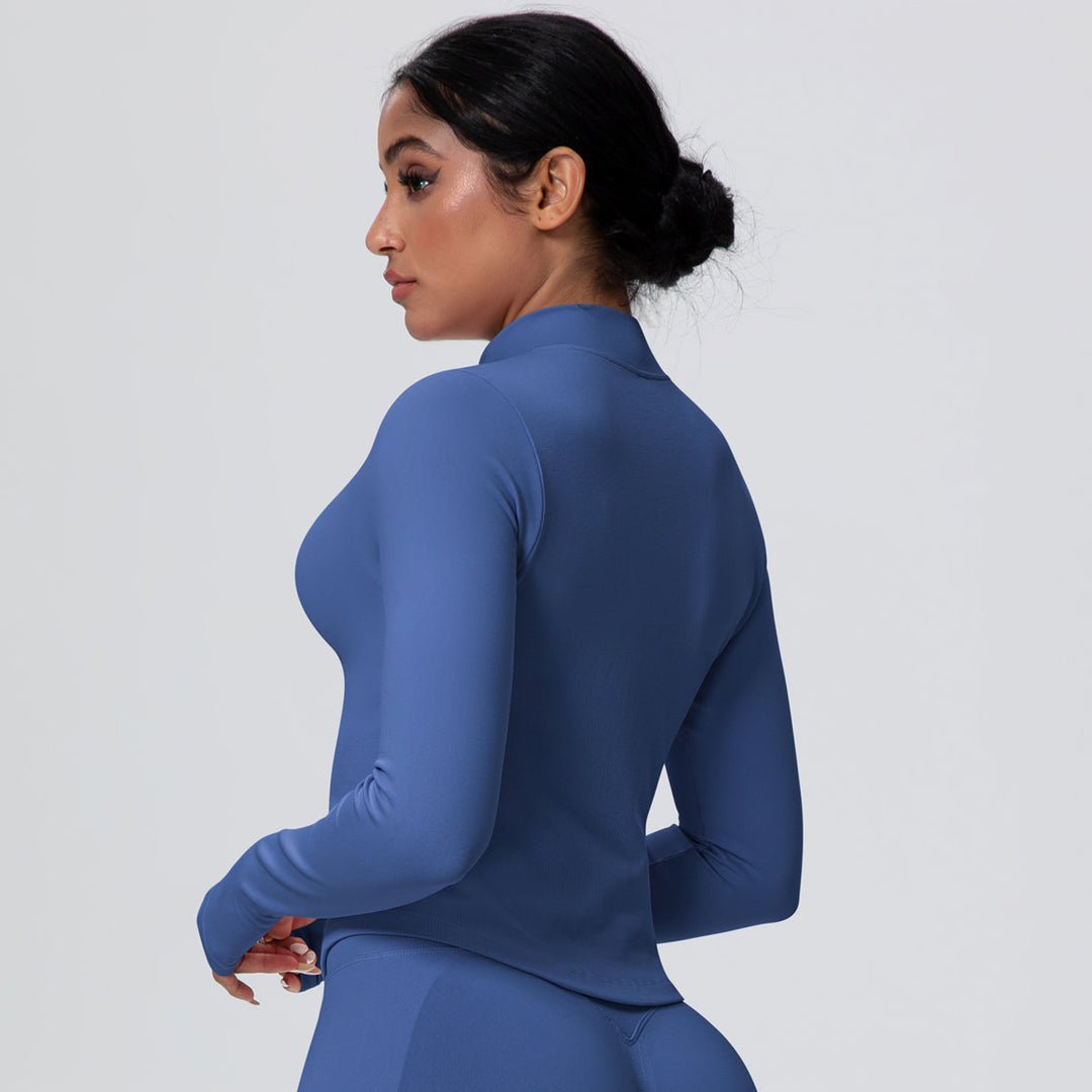 High-Stretch Zip-Up Jacket with Thumbholes