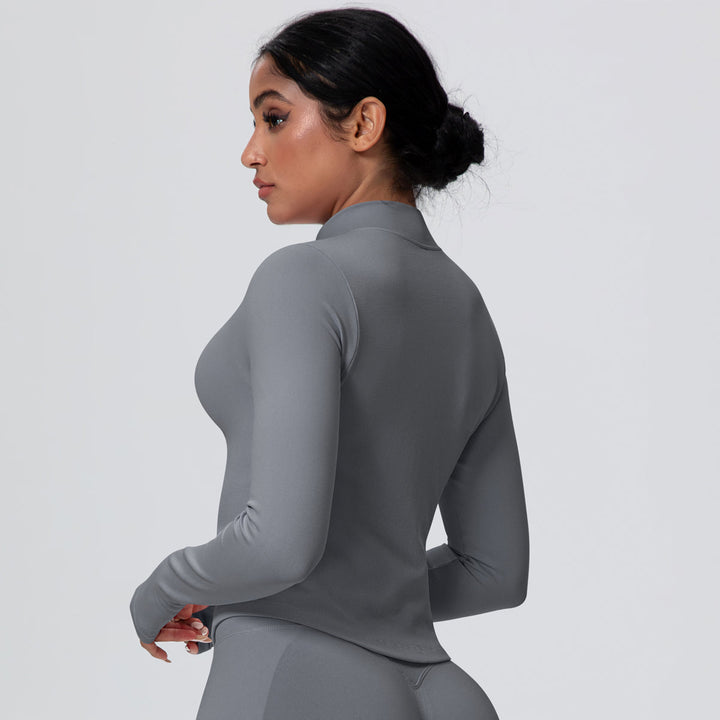 High-Stretch Zip-Up Jacket with Thumbholes