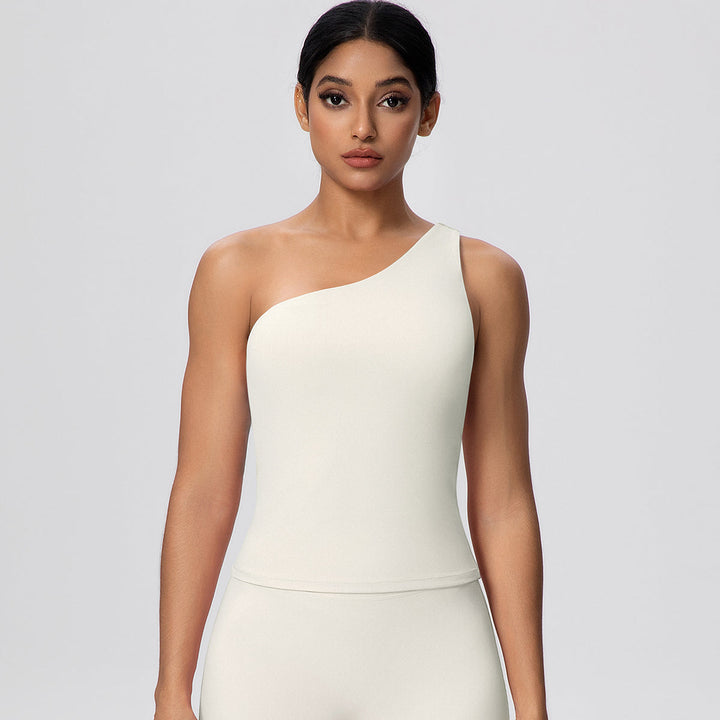 One-Shoulder Yoga Tank Top with Built-in Bra