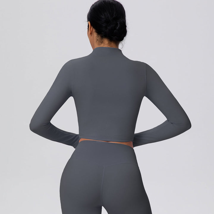 Cropped Zip-Up Long Sleeve Jacket