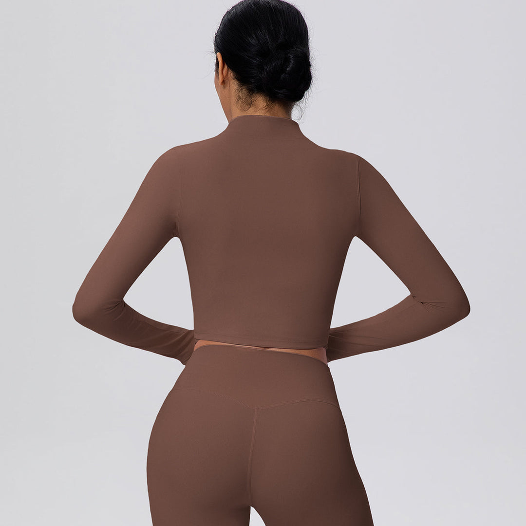 Cropped Zip-Up Long Sleeve Jacket