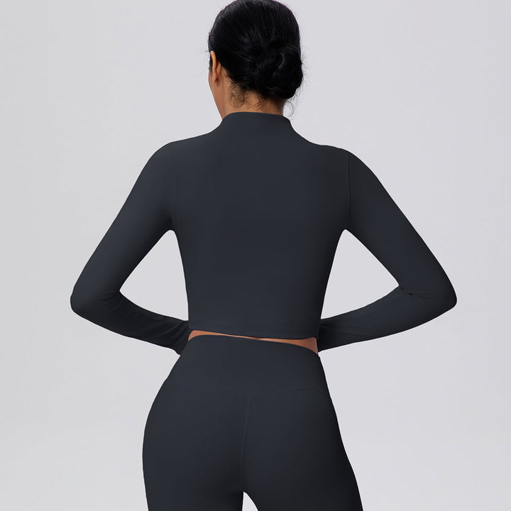 Cropped Zip-Up Long Sleeve Jacket