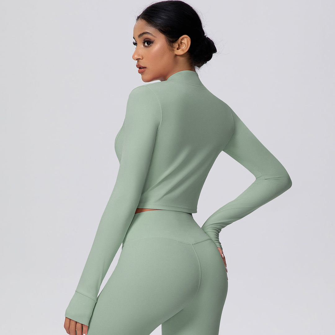 Cropped Zip-Up Long Sleeve Jacket