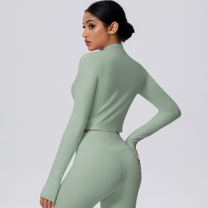 Cropped Zip-Up Long Sleeve Jacket