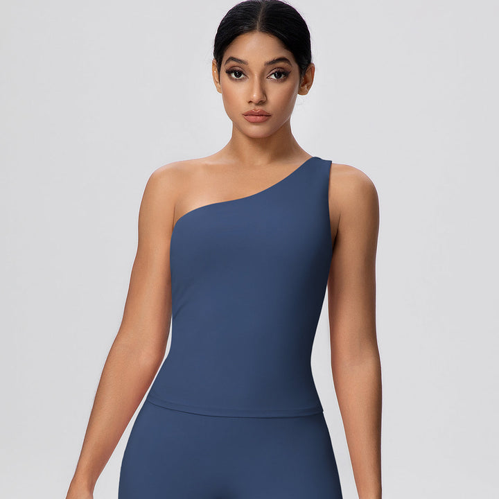 One-Shoulder Yoga Tank Top with Built-in Bra