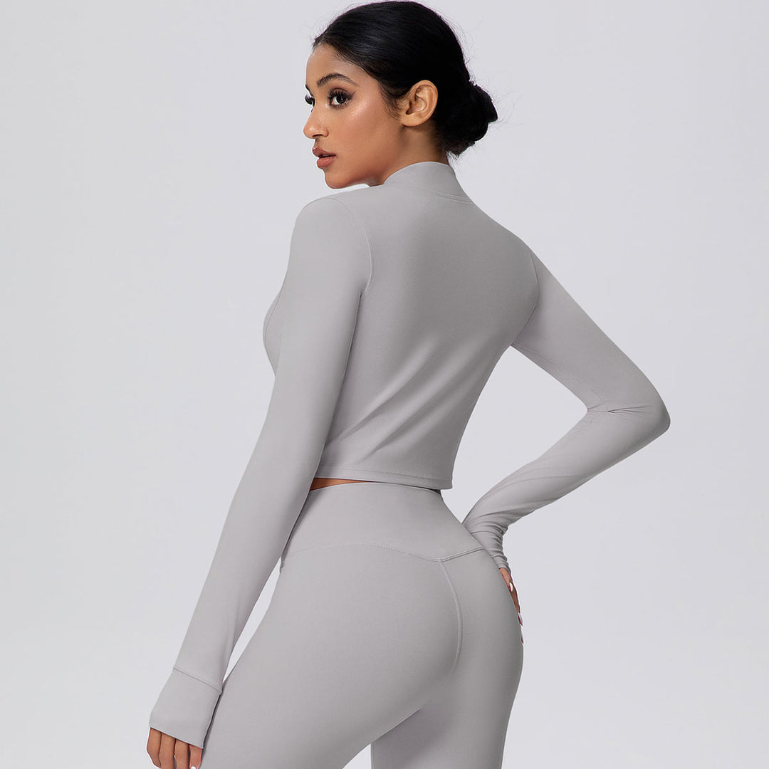 Cropped Zip-Up Long Sleeve Jacket