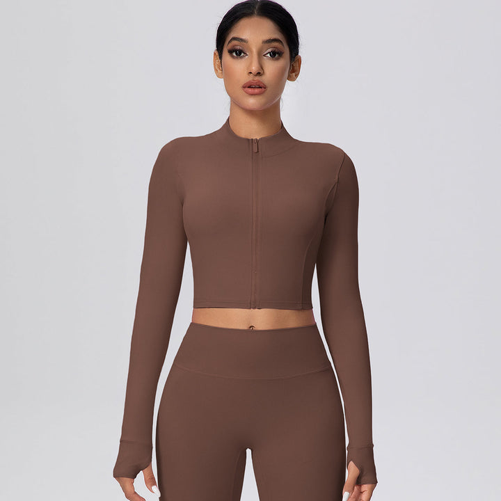 Cropped Zip-Up Long Sleeve Jacket