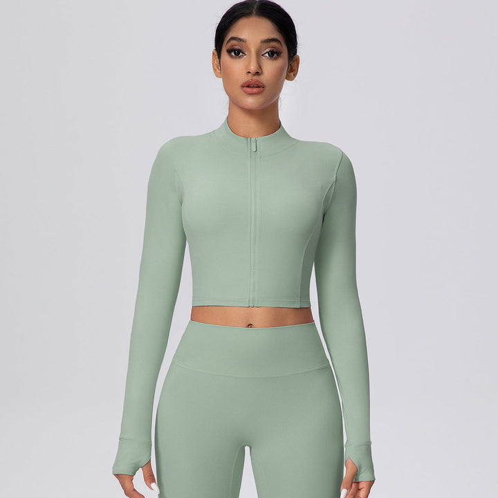 Cropped Zip-Up Long Sleeve Jacket