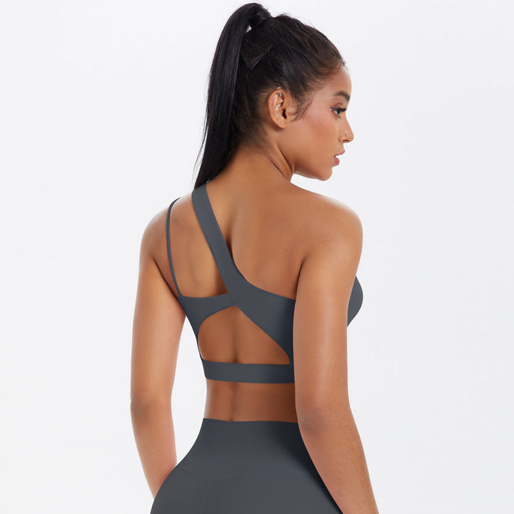 One-Shoulder Back-Cut Sports Bra