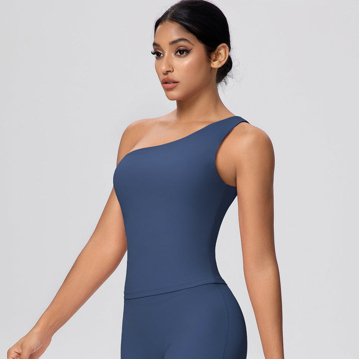 One-Shoulder Yoga Tank Top with Built-in Bra