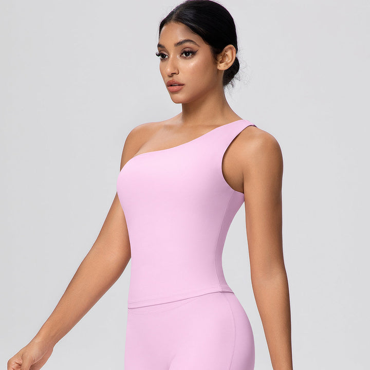 One-Shoulder Yoga Tank Top with Built-in Bra