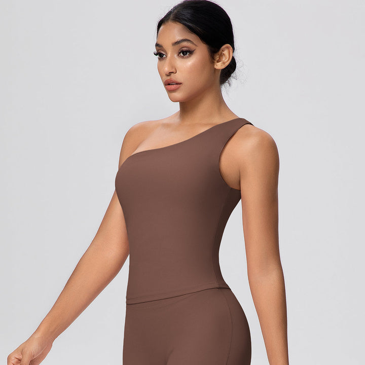 One-Shoulder Yoga Tank Top with Built-in Bra