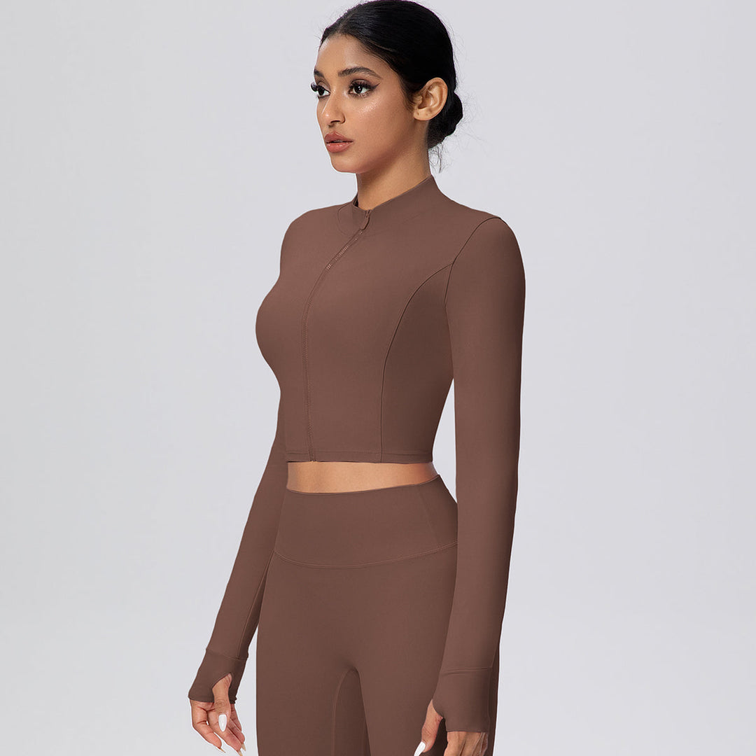 Cropped Zip-Up Long Sleeve Jacket