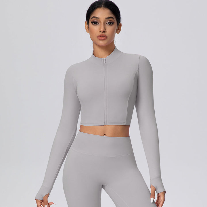 Cropped Zip-Up Long Sleeve Jacket