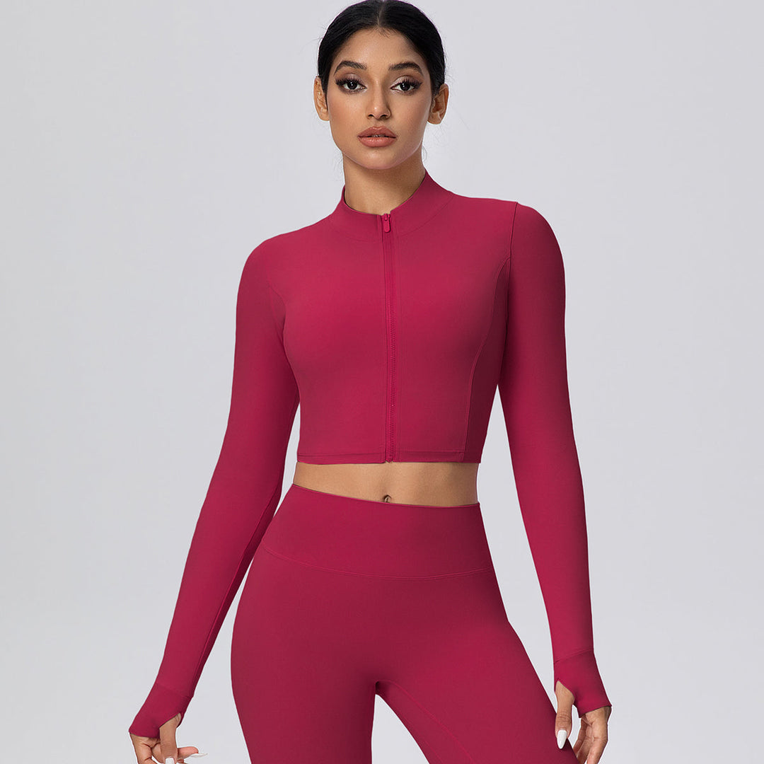 Cropped Zip-Up Long Sleeve Jacket