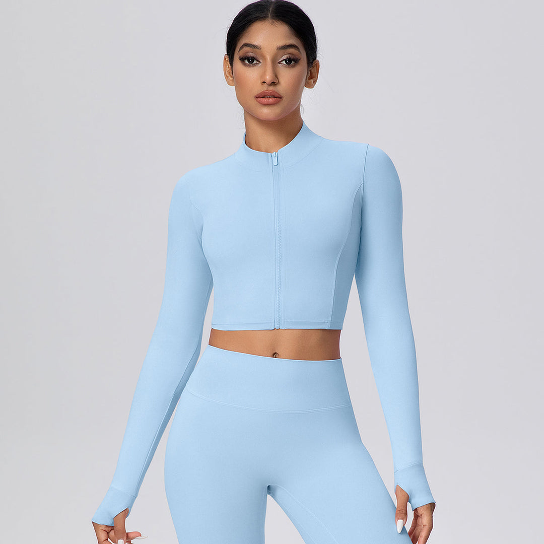 Cropped Zip-Up Long Sleeve Jacket