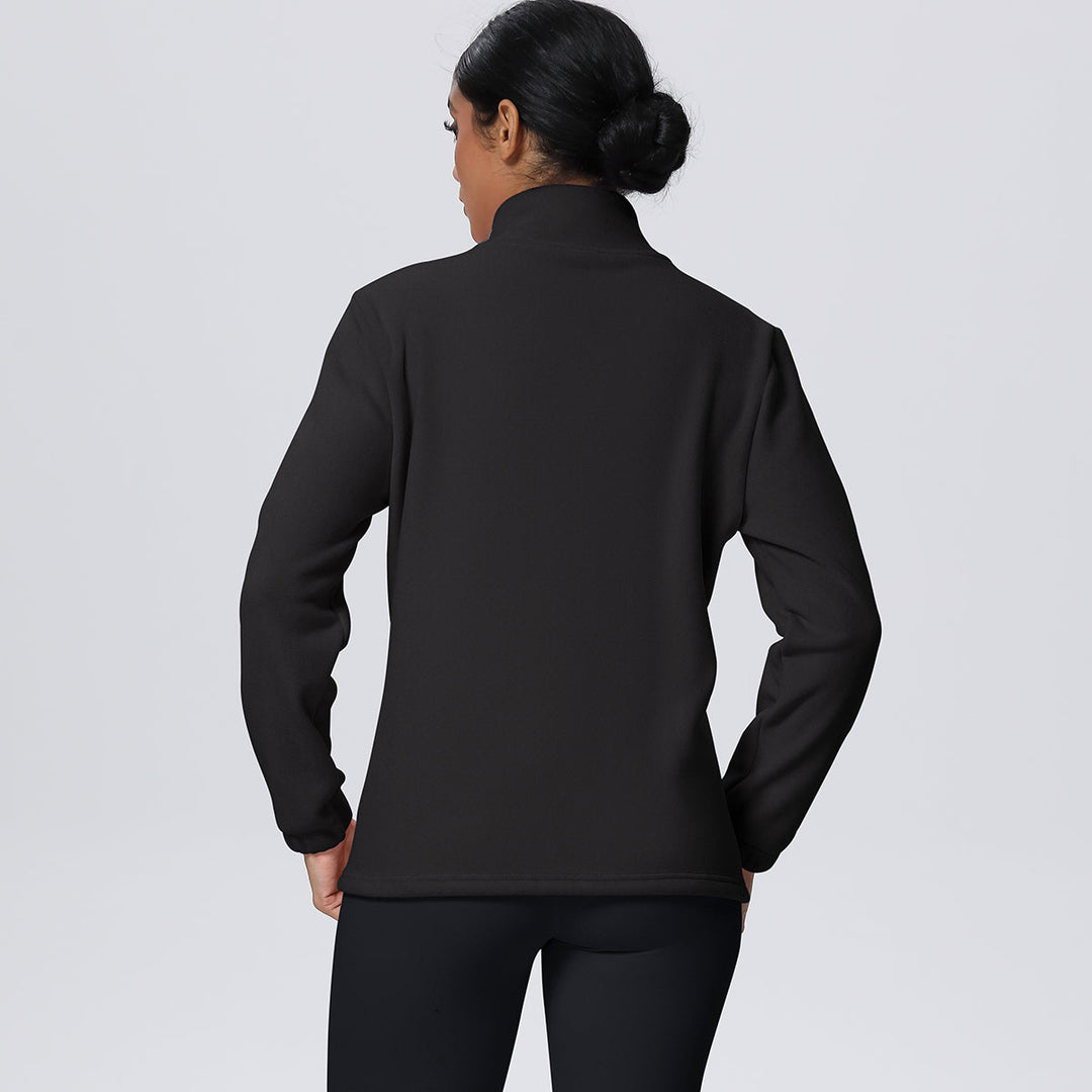 Fleece-Lined Zip-Up Jacket with Stand Collar
