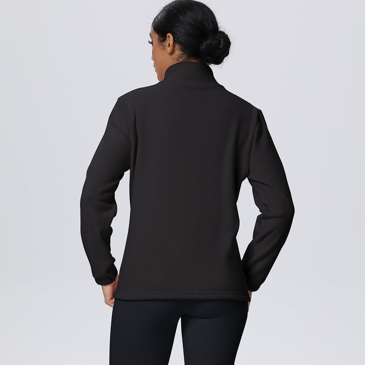 Fleece-Lined Zip-Up Jacket with Stand Collar
