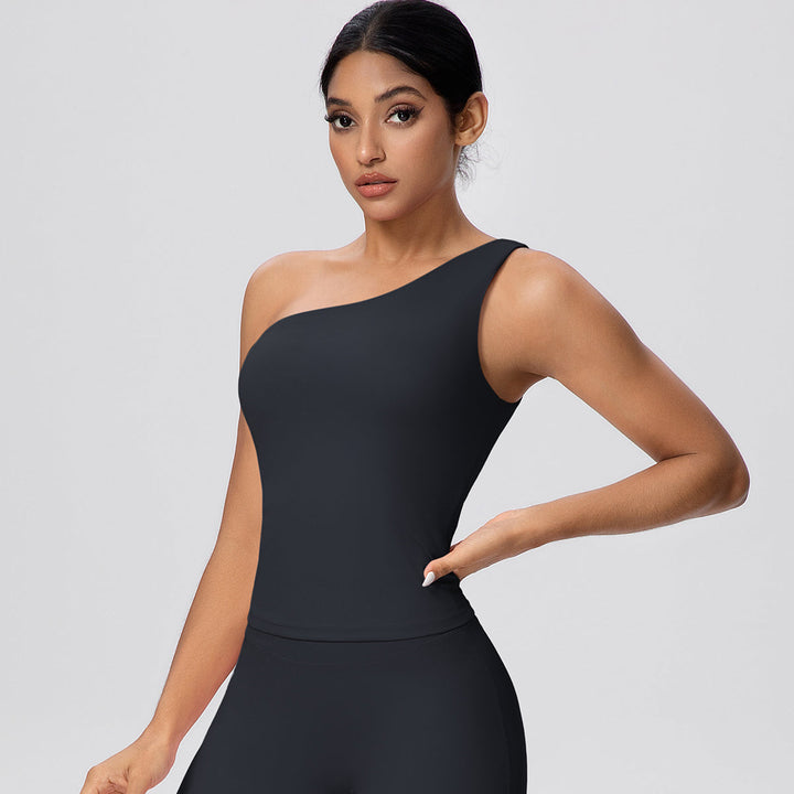 One-Shoulder Yoga Tank Top with Built-in Bra