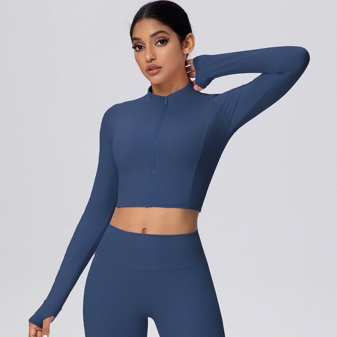 Cropped Zip-Up Long Sleeve Jacket