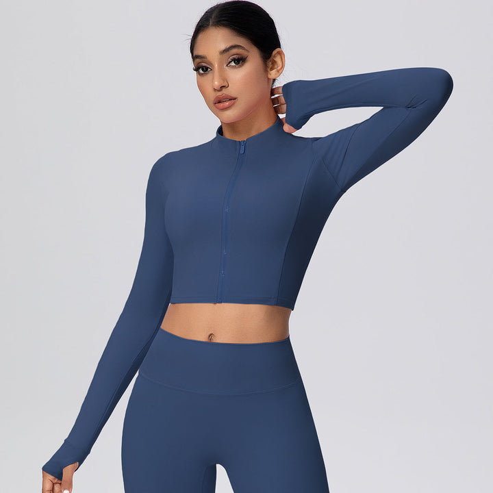 Cropped Zip-Up Long Sleeve Jacket