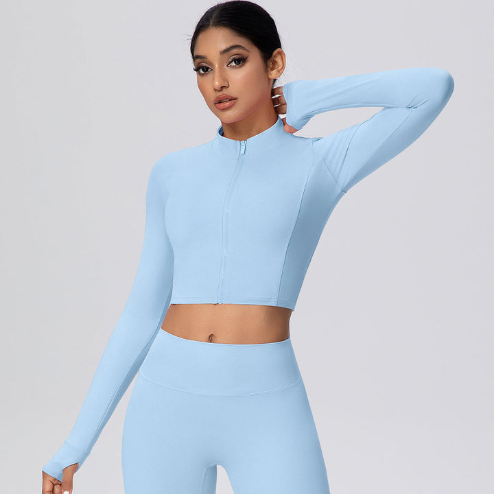 Cropped Zip-Up Long Sleeve Jacket