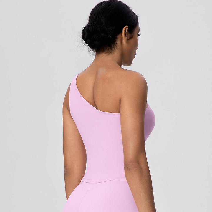One-Shoulder Yoga Tank Top with Built-in Bra