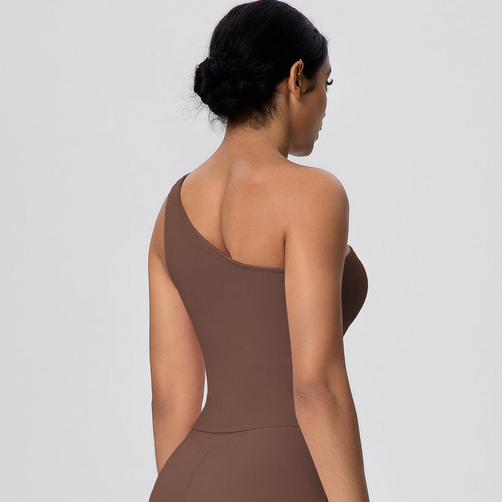 One-Shoulder Yoga Tank Top with Built-in Bra