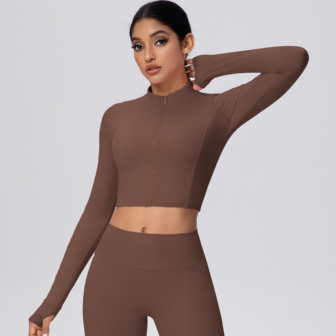 Cropped Zip-Up Long Sleeve Jacket