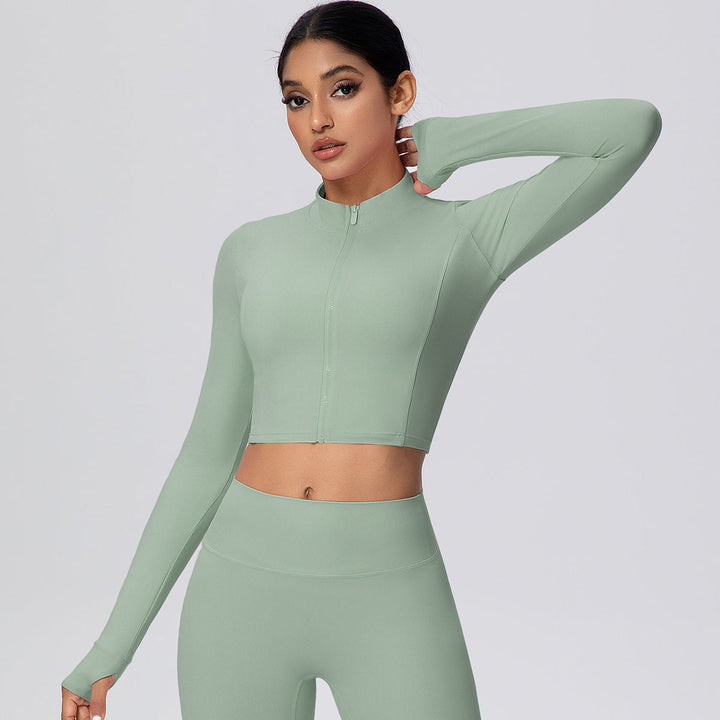 Cropped Zip-Up Long Sleeve Jacket