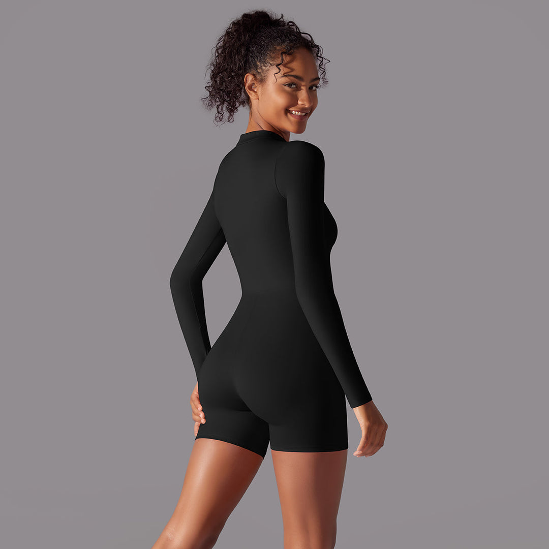 Long-Sleeve Half-Zip Active Romper