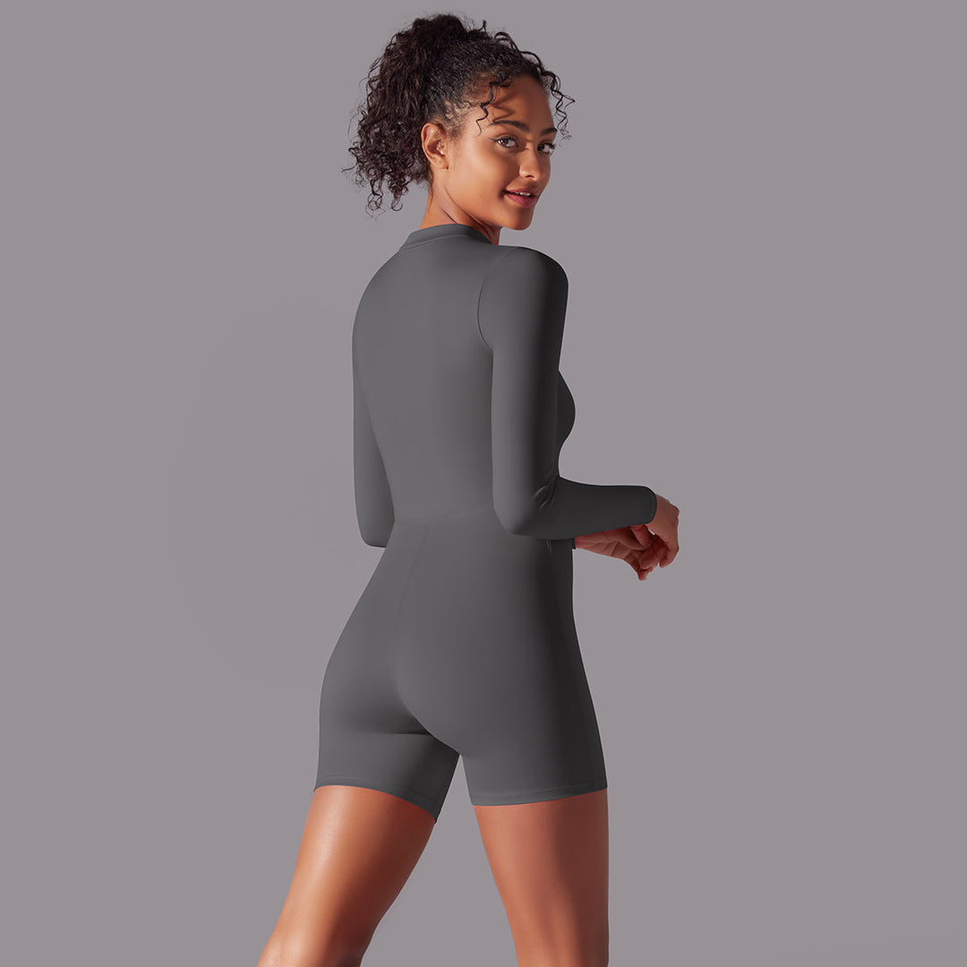 Long-Sleeve Half-Zip Active Romper