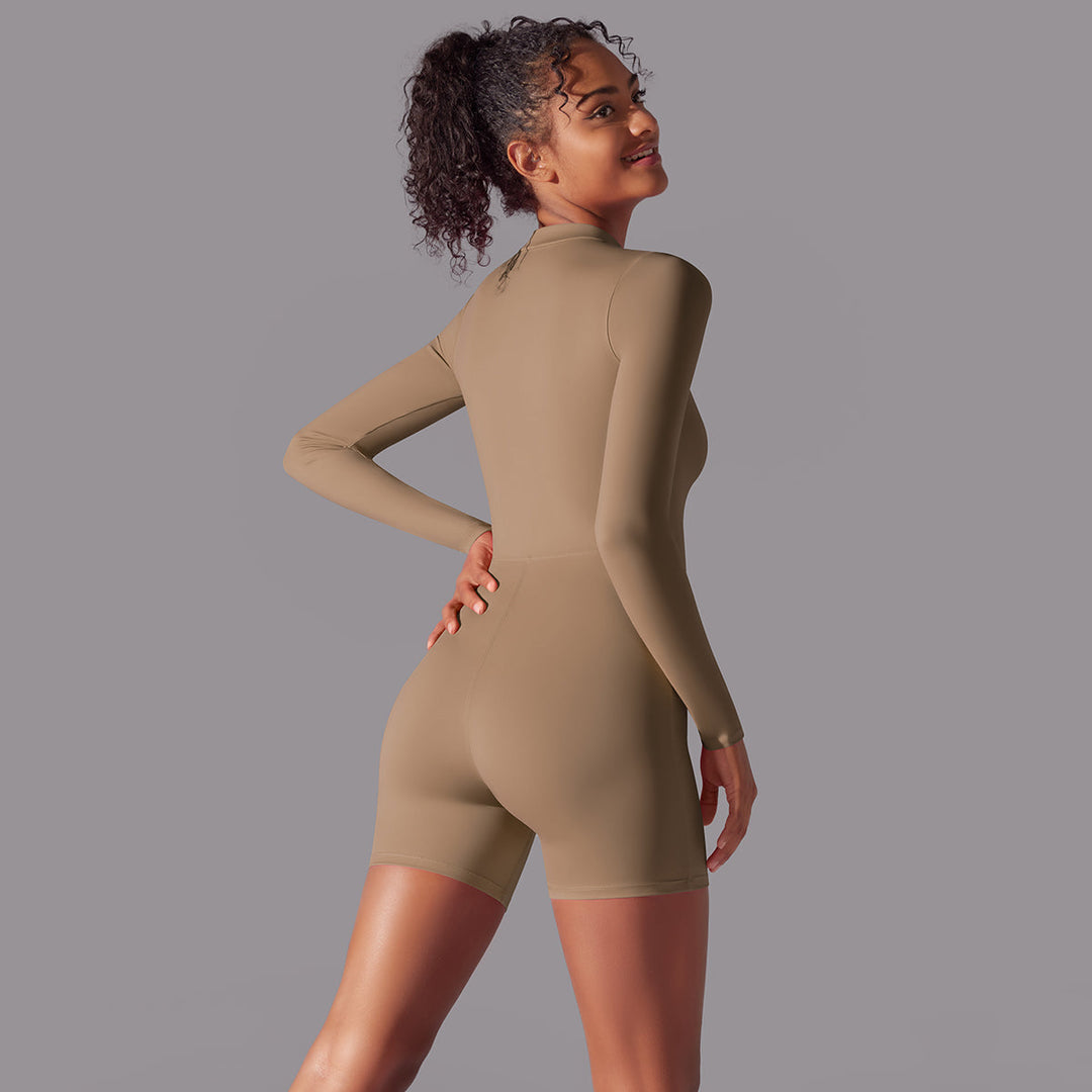 Long-Sleeve Half-Zip Active Romper