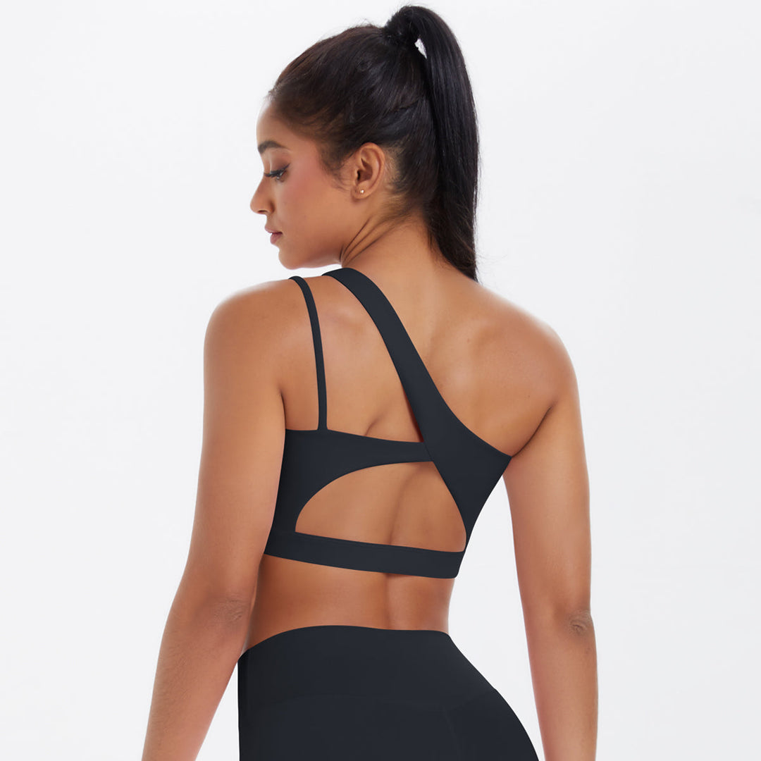 One-Shoulder Back-Cut Sports Bra