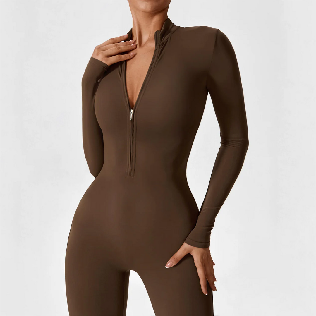 Long Sleeve Zipper Jumpsuit