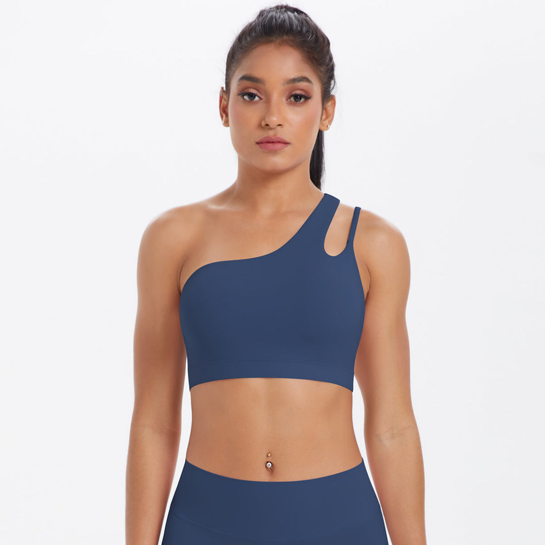 One-Shoulder Back-Cut Sports Bra