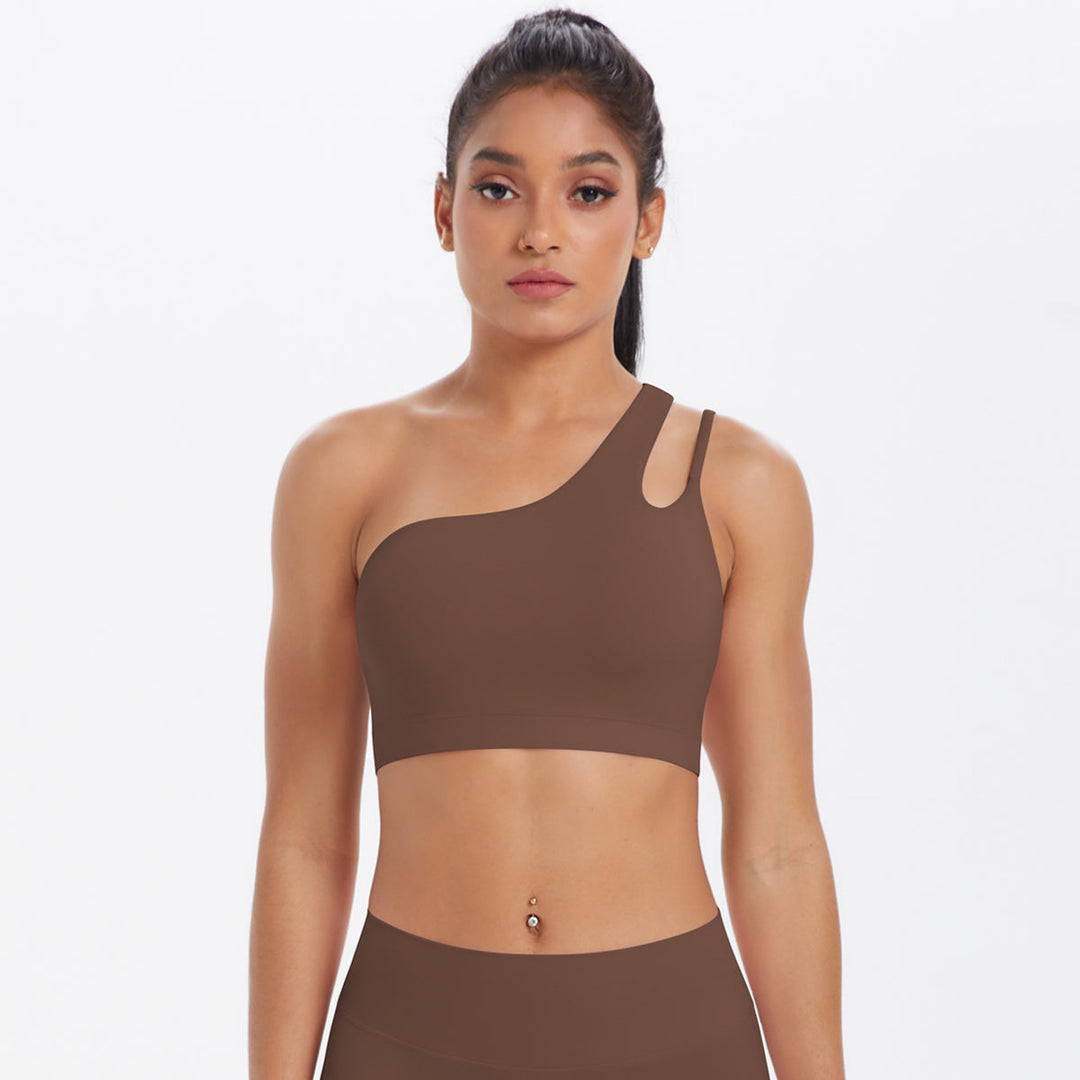 One-Shoulder Back-Cut Sports Bra