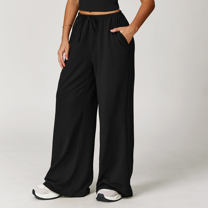 Elastic Waist Drawstring Wide-Leg Pants