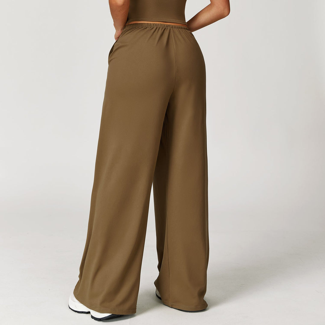 Elastic Waist Drawstring Wide-Leg Pants