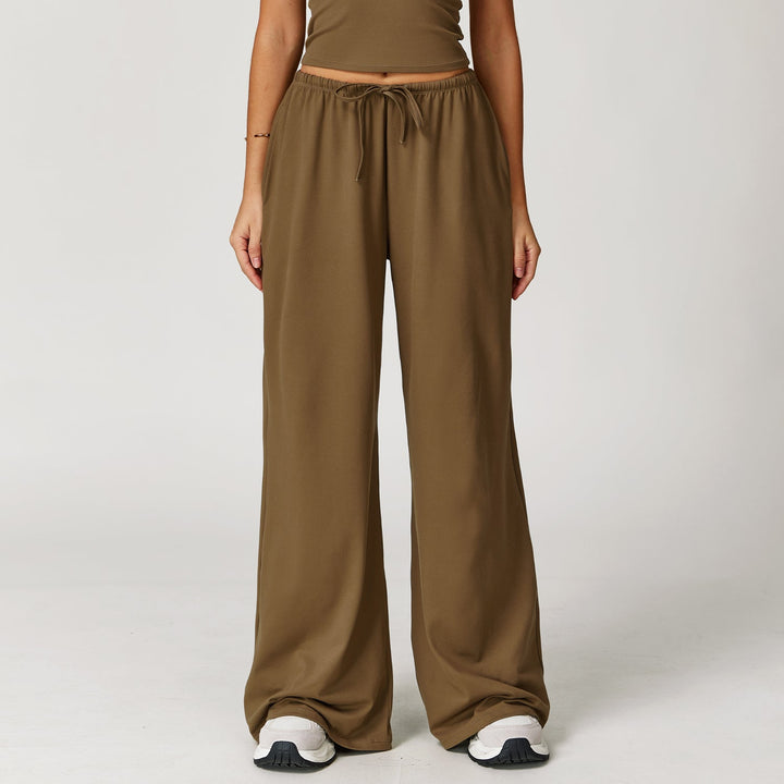 Elastic Waist Drawstring Wide-Leg Pants