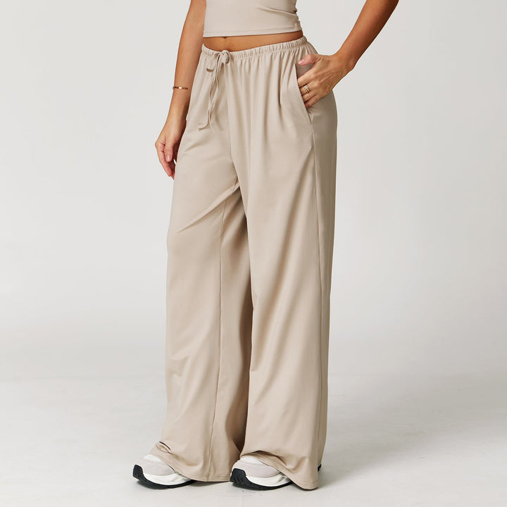 Elastic Waist Drawstring Wide-Leg Pants
