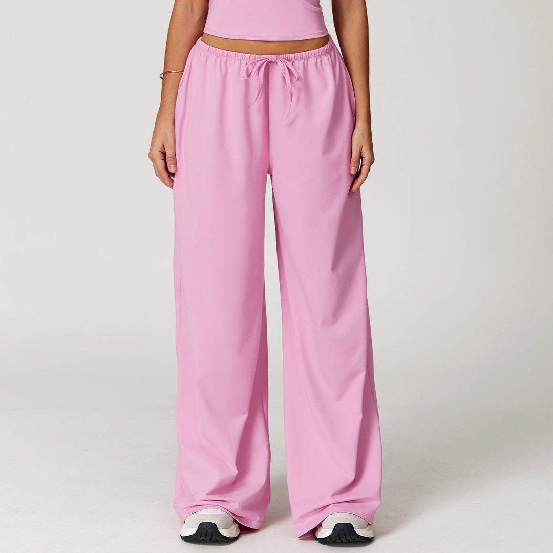 Elastic Waist Drawstring Wide-Leg Pants