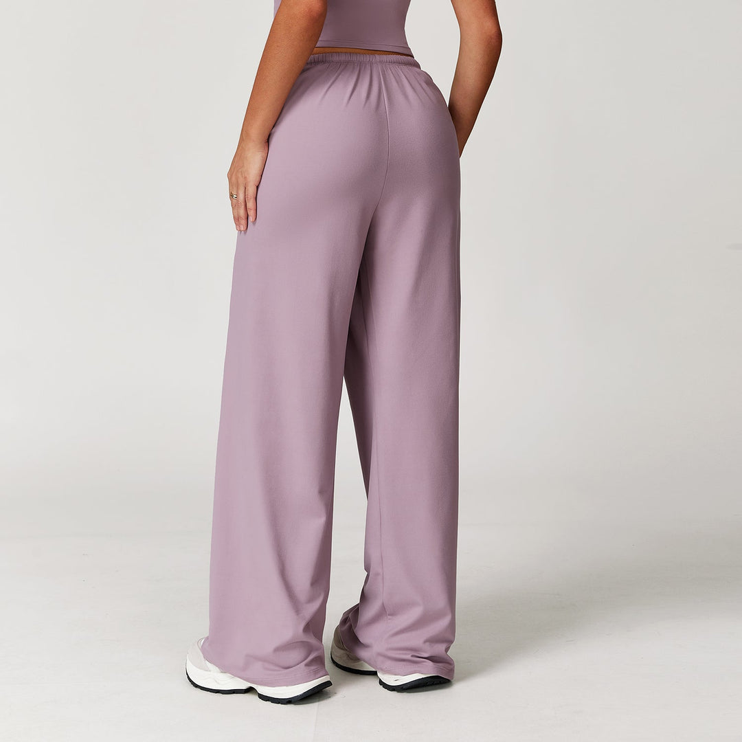 Elastic Waist Drawstring Wide-Leg Pants